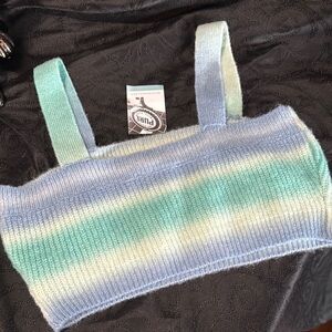 Bailey rose Blue and Green Striped crop Sweater